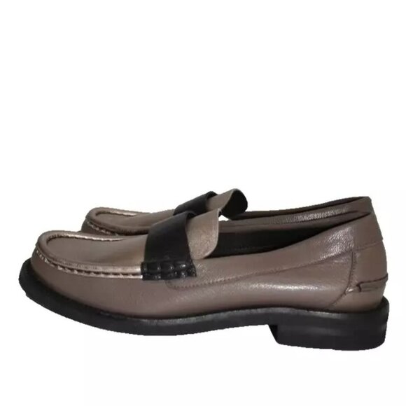 $750 PEDRO GARCIA STINA CLASSIC PENNY LOAFER FOSSIL METALLIC BLACK 41 (DB27) - Picture 5 of 8